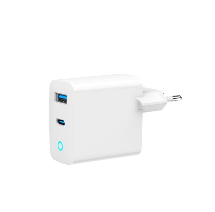 Mobiel - Adapters & Opladers - Gembird Universal GaN USB charger QC 3.0 & PD 45W 2-port - White - TA-UC-PDQC45L-W-01