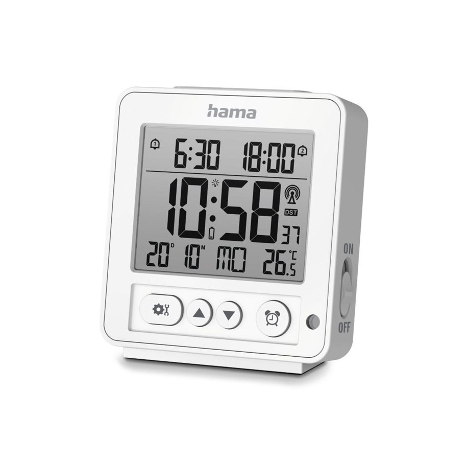 DAB & Wekkerradio - Hama 'Rhodes' Digital Radio Alarm Clock LCD White - DAB/DAB+/FM - Stereo - Wit - 00185894