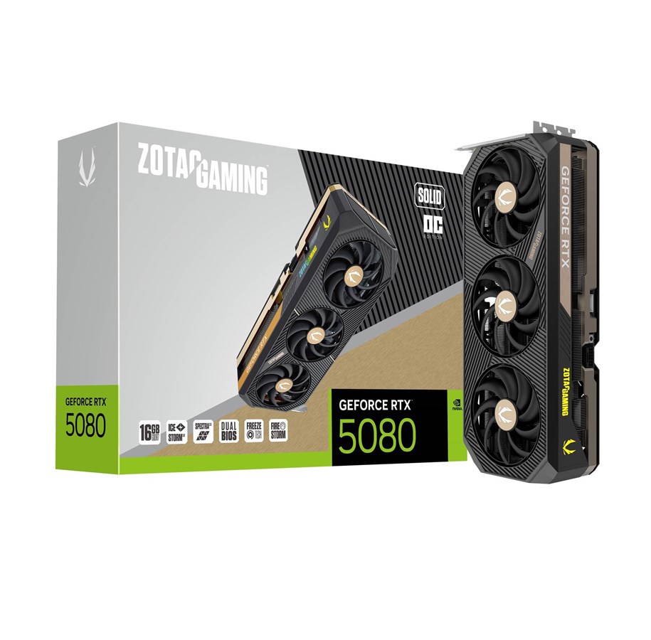 Grafische kaarten - ZOTAC GeForce RTX 5080 Solid OC - 16GB GDDR7 RAM - Grafische kaarten - ZT-B50800J-10P