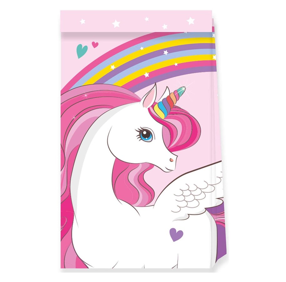 Speelgoed - Globos Paper Party Bags FSC Unicorn Rainbow Colors 4 pcs. - 93765