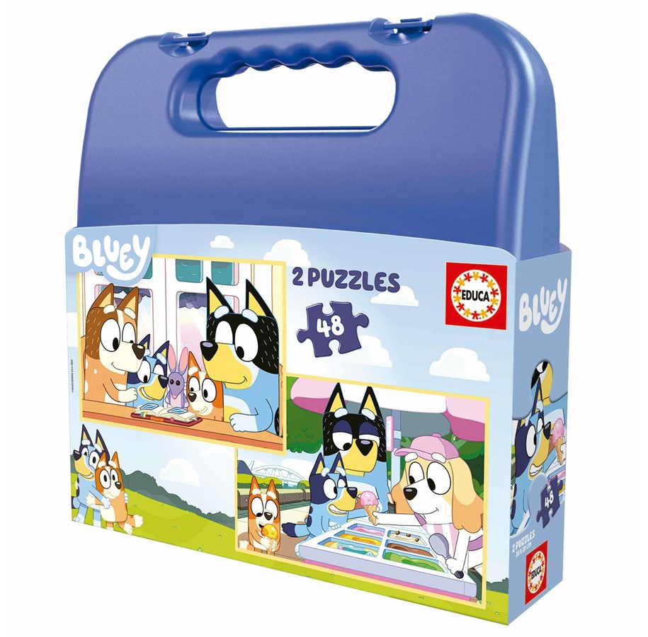 Puzzels - Educa Puzzle Suitcase 2x48 - Bluey - 80-19831