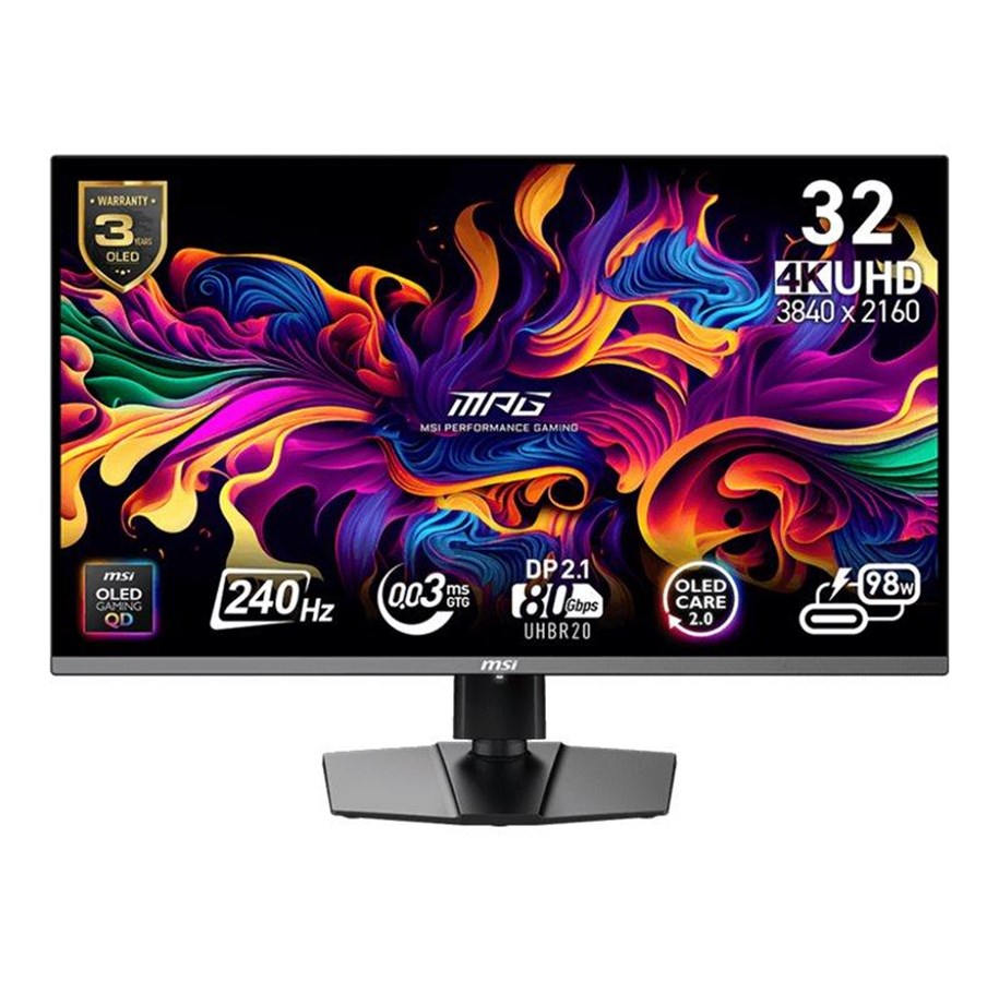 Scherm - 32" MSI MPG 322URXDE - 3840x2160 - 240Hz - QD-OLED - KVM switch - 9S6-3DD29A-021