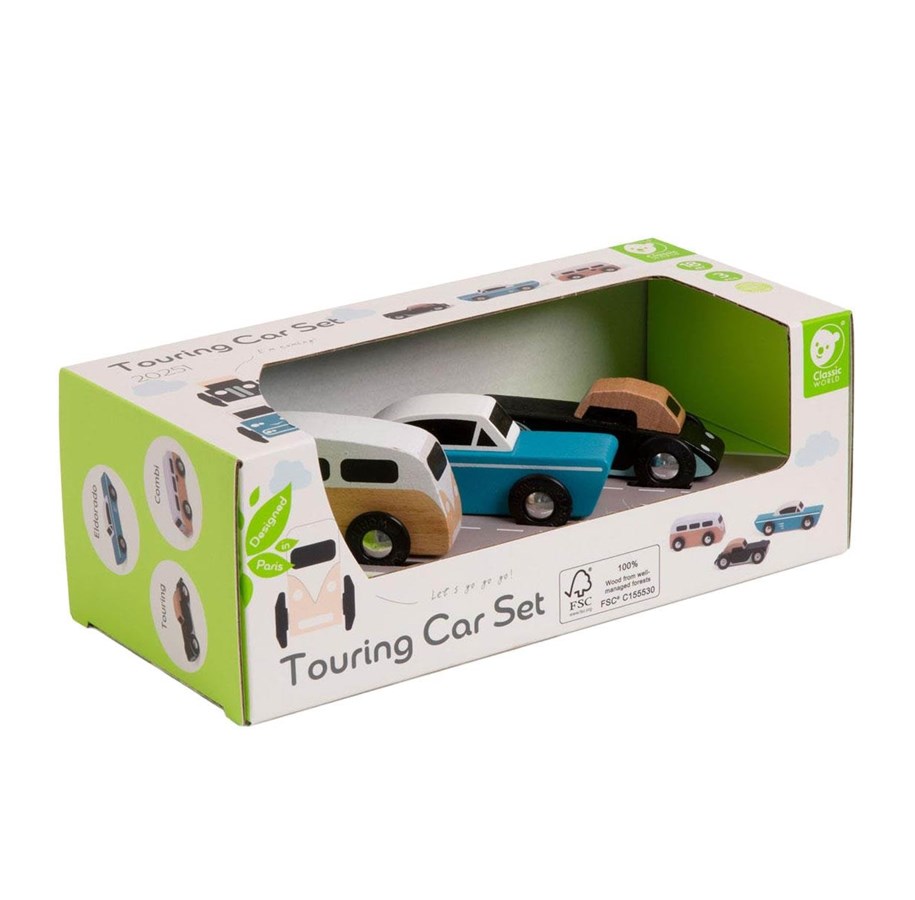 Houten speelgoed - Classic World Wooden Tour Cars Set 3 pcs. - 20251