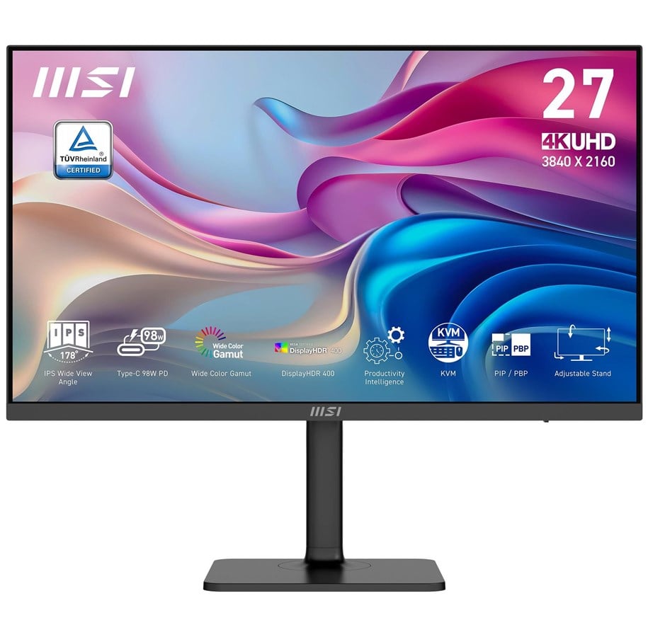 Scherm - 27" MSI Modern MD272UPHG - 3840x2160 (4K) - 60Hz - IPS - 98W USB-C - KVM switch - Modern MD272UPHG