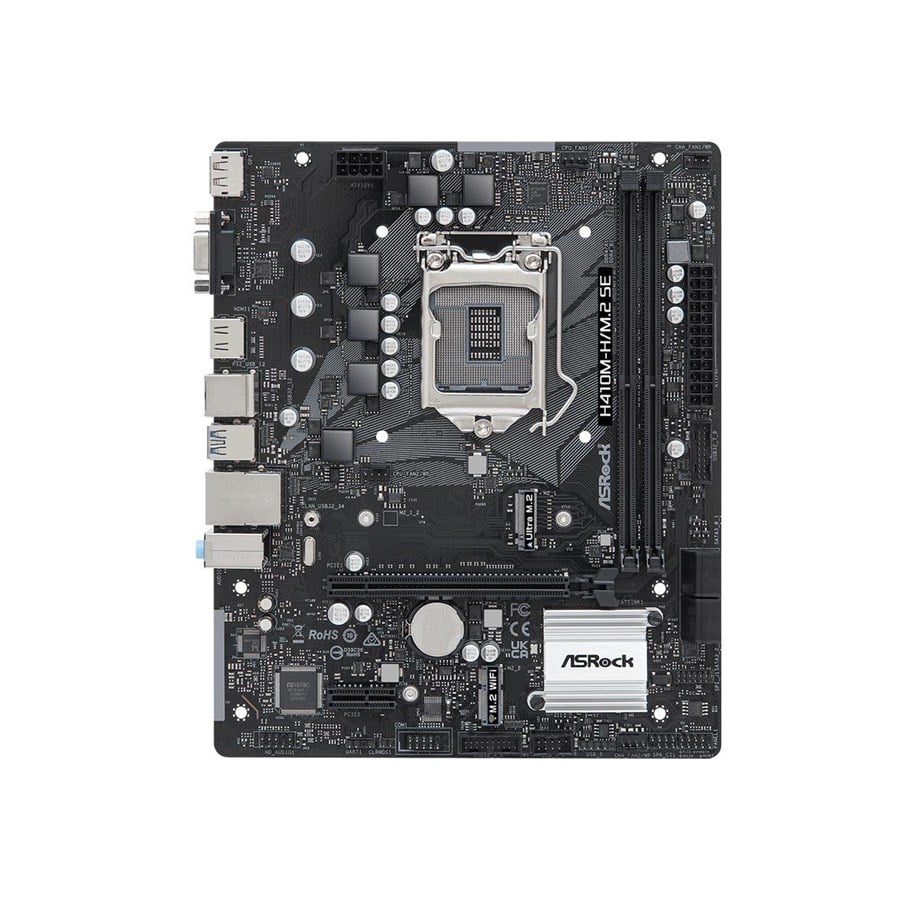Moederbord - ASRock H410M-H/M.2 SE - motherboard - micro ATX - LGA1200 Socket - H370 Moederbord - Intel H370 - Intel LGA1200 socket - DDR4 RAM - Micro-ATX - 90-MXBMU0-A0UAYZ