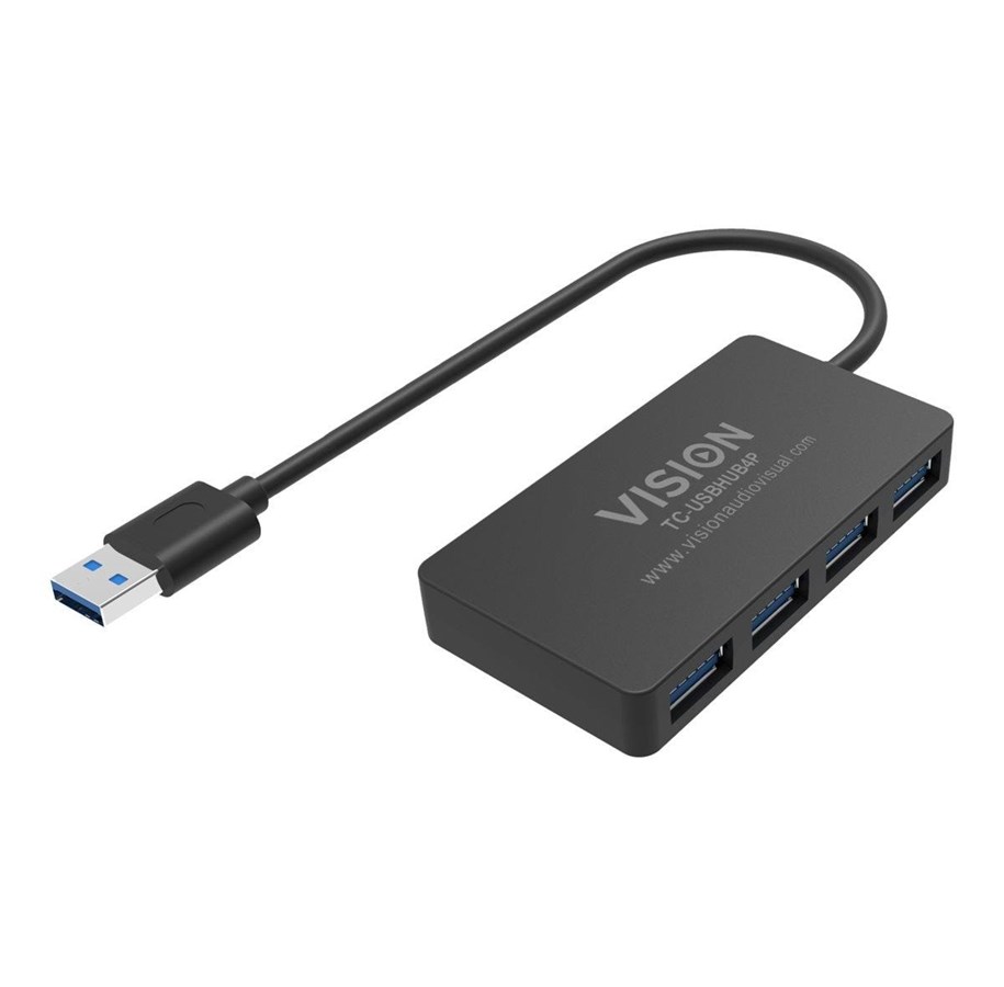 USB hub - Vision - hub - 4 ports USB hub - 4 - USB 3.2 - Zwart - TC-USBHUB4P