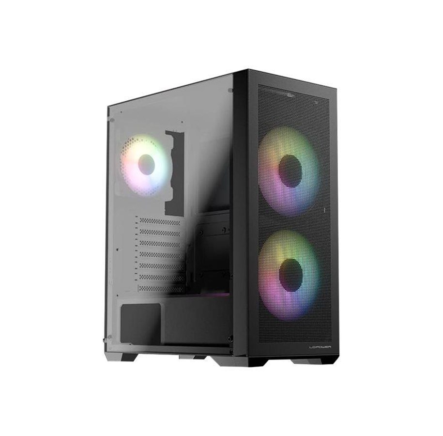 Case - LC Power Gaming 717W Meshwork_L Dark - Case - Tower - Zwart - LC-717B-ON