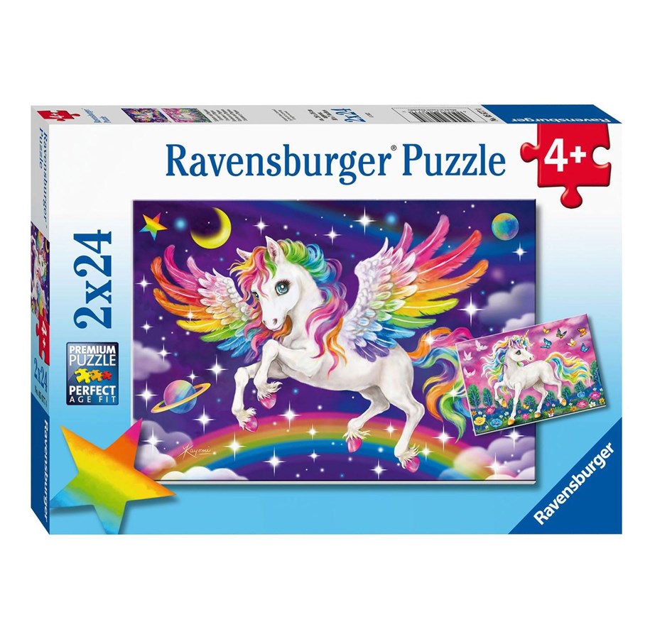 Puzzels - Ravensburger Puzzle Unicorn and Pegasus 2x24 pcs. Vloer - 56774