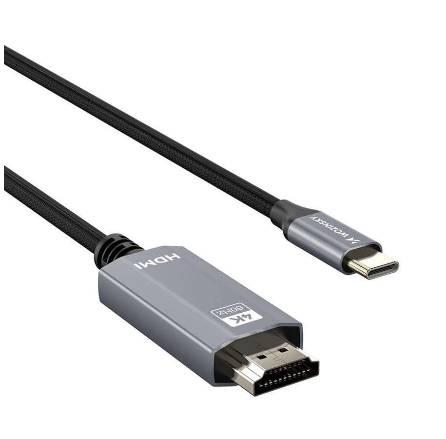 Beelscherm- en tv-kabel - Wozinsky WCCH-01 USB-C - HDMI 4K 60Hz Cable 1.8m - Black - 5907769378898