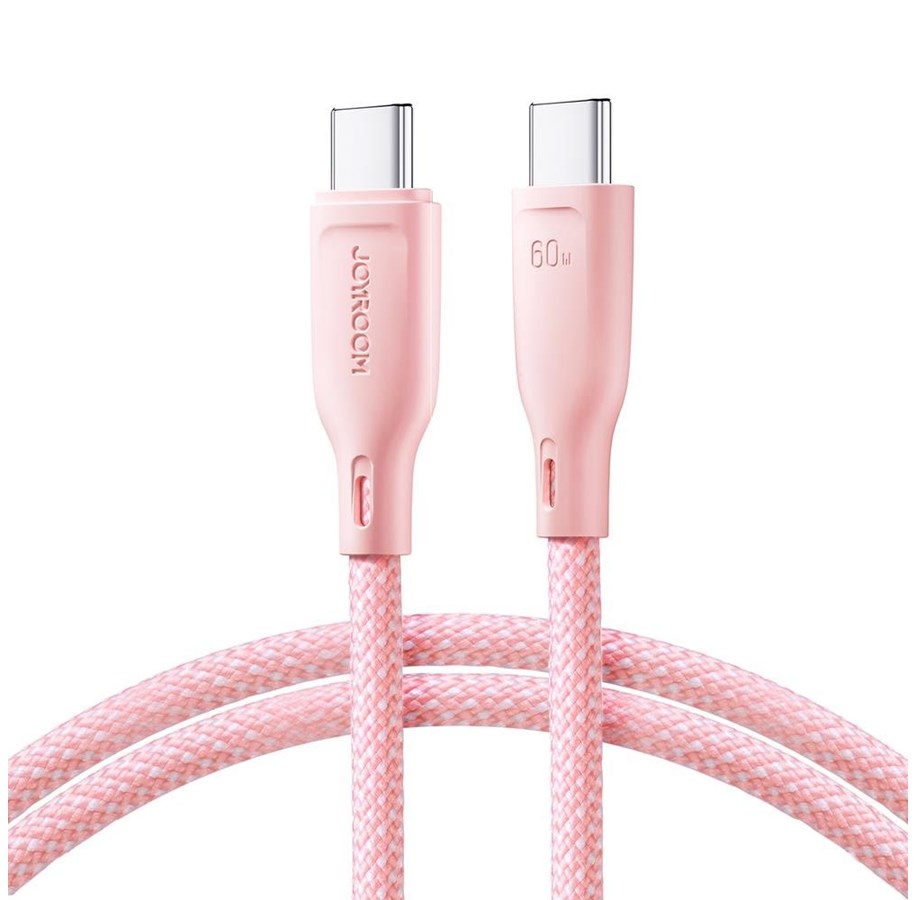 USB-kabel - Joyroom Multi-Color Series S-A34 USB-C / USB-C PD 60W 1m Cable - Pink - 6941237110176