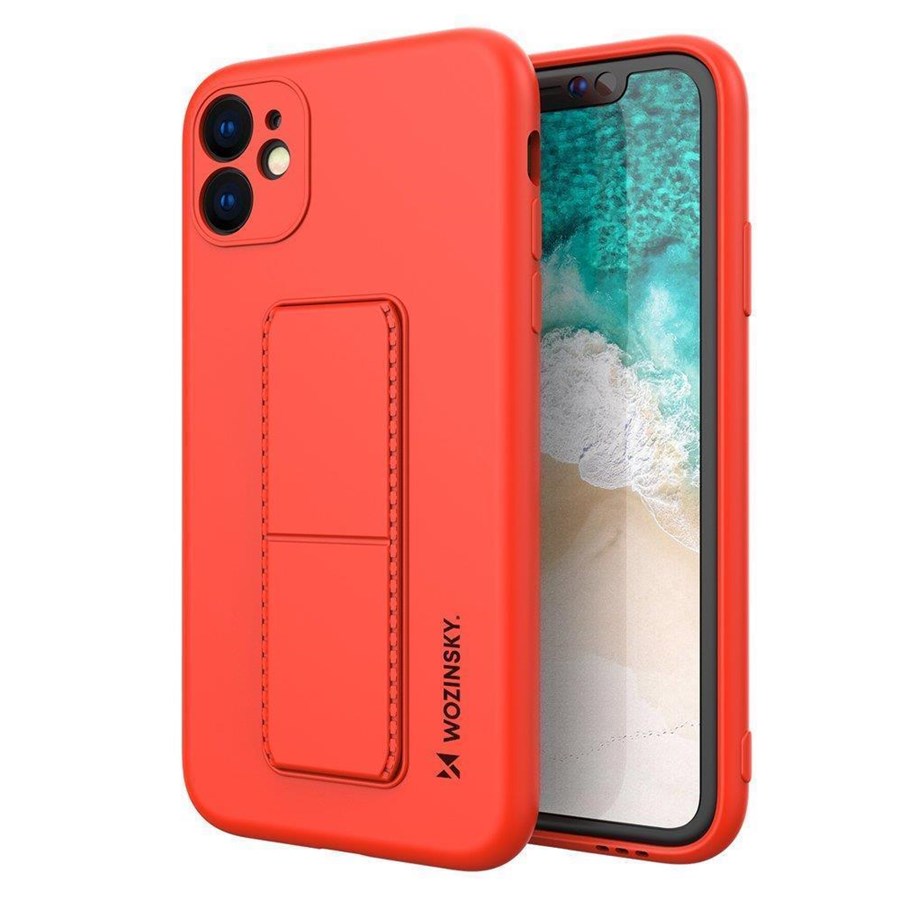 Mobiel - Covers & Cases - Wozinsky  Kickstand Case Silicone Case with Stand iPhone 12 Pro Max Red - 9111201940512