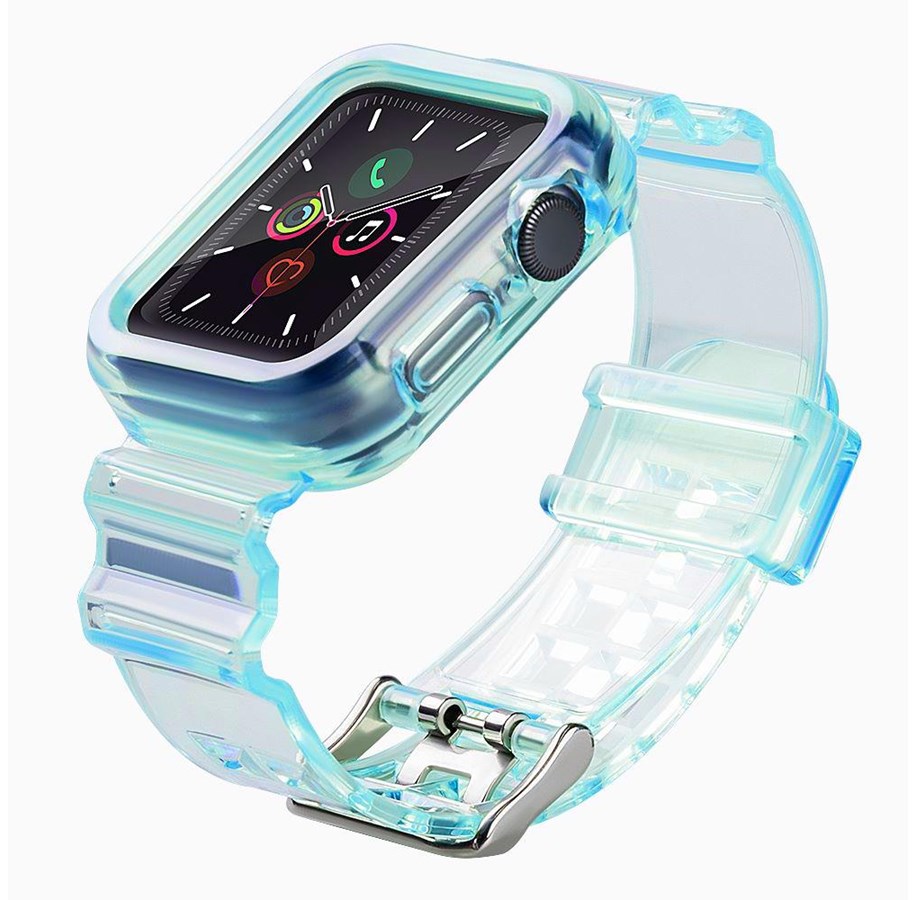 Smartwatch - Accessoires - Hurtel Silicone Band Strap Bracelet Case Strap Light Set for Apple Watch 42mm - Blue - 5907769331718