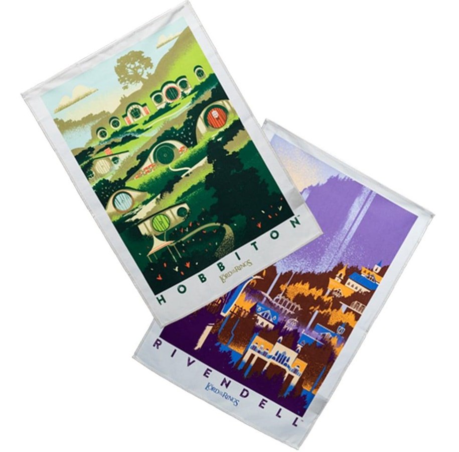 Merchandise - Weta Workshop - The Lord of the Rings - Rivendell & Hobbiton Tea Towel Set of 2 - Handdoek - 9420024727744