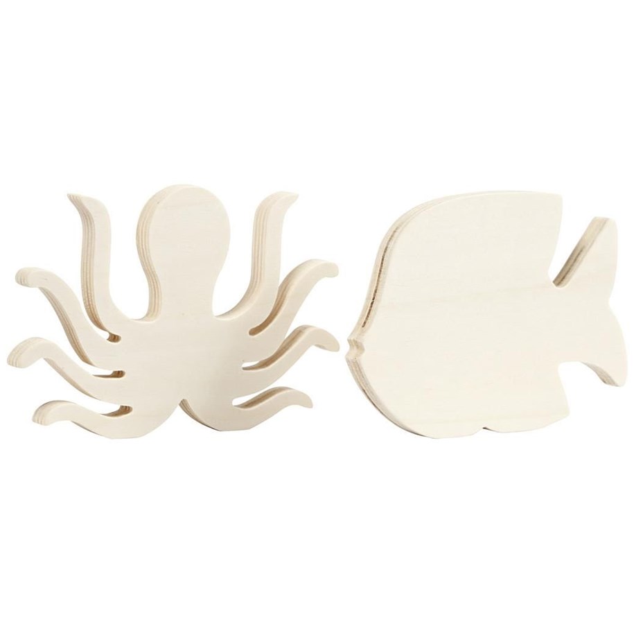 Houten speelgoed - Creativ Company Wooden Sea Creatures Octopus and Fish 2pcs. - 57976