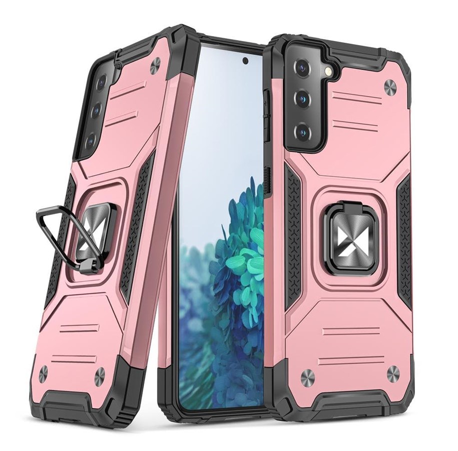 Mobiel - Covers & Cases - Wozinsky Ring Armor Armored Hybrid Case Cover + Magnetic Holder Samsung Galaxy S22+ (S22 Plus) pink - 9145576239742