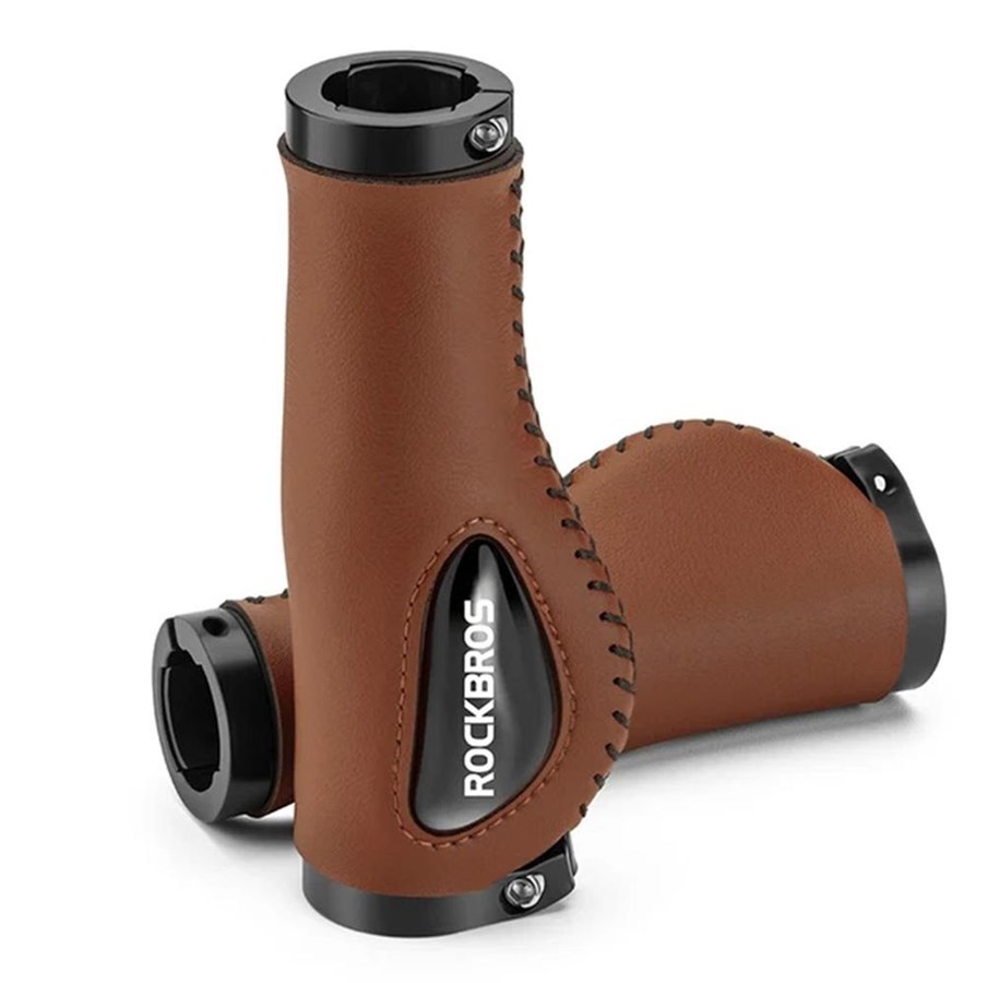 Fietsaccessoires - Rockbros 40720001002 leather bicycle grips - brown - 40720001002