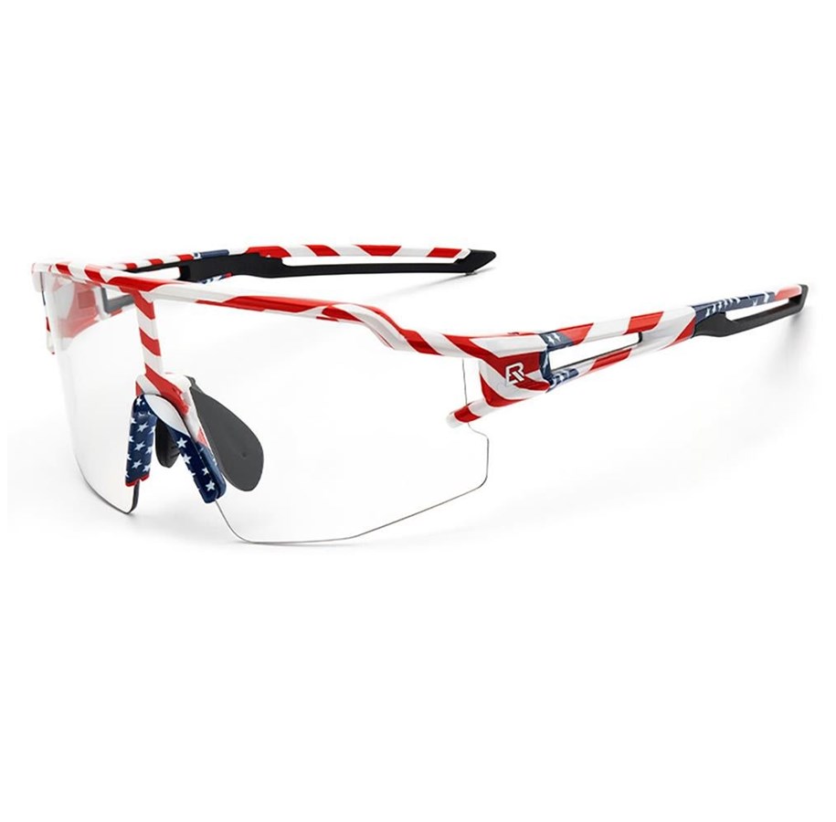 Fietsaccessoires - Rockbros Cycling Glasses Photochromic with UV Protection and Corrective Insert 14120008002 - USA Pattern - White - 8386824303735