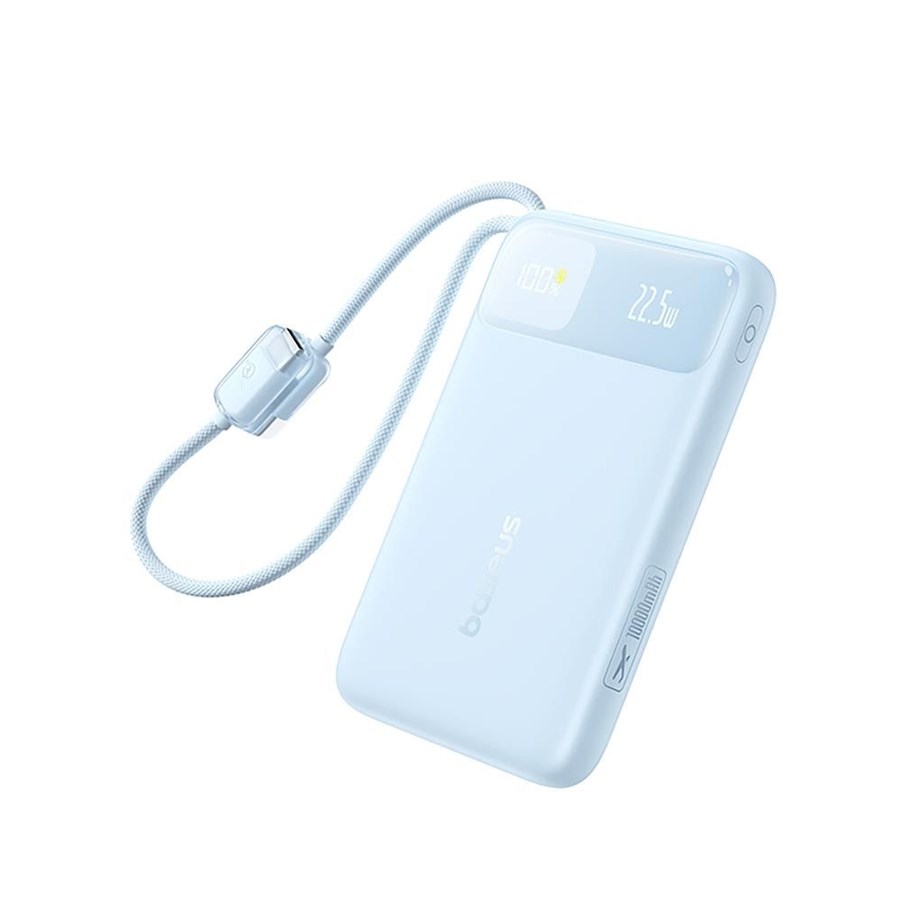 Powerbank - Baseus EnerFill FC11 10000mAh 22.5W Power Bank with Digital Display and Two Built-in Cables - Blue - 10000 mAh - E0027R06