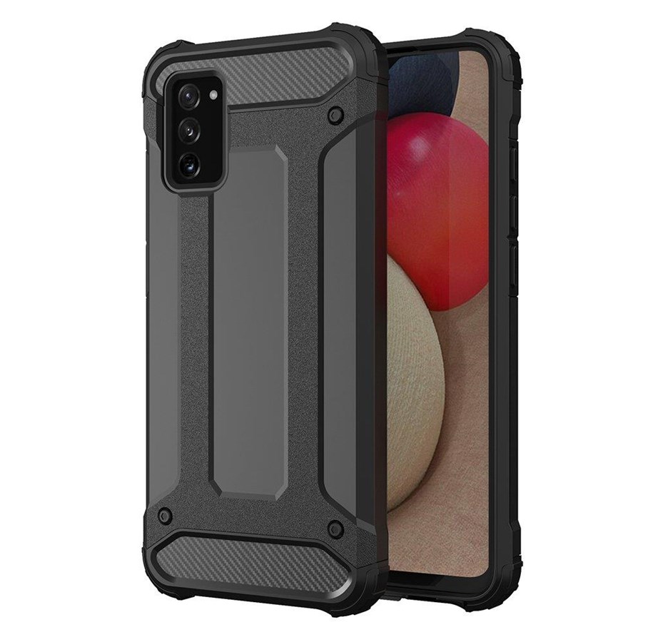 Mobiel - Covers & Cases - Hurtel Hybrid Armor Case Tough Rugged Cover for Samsung Galaxy A03s Black - 5907769338519