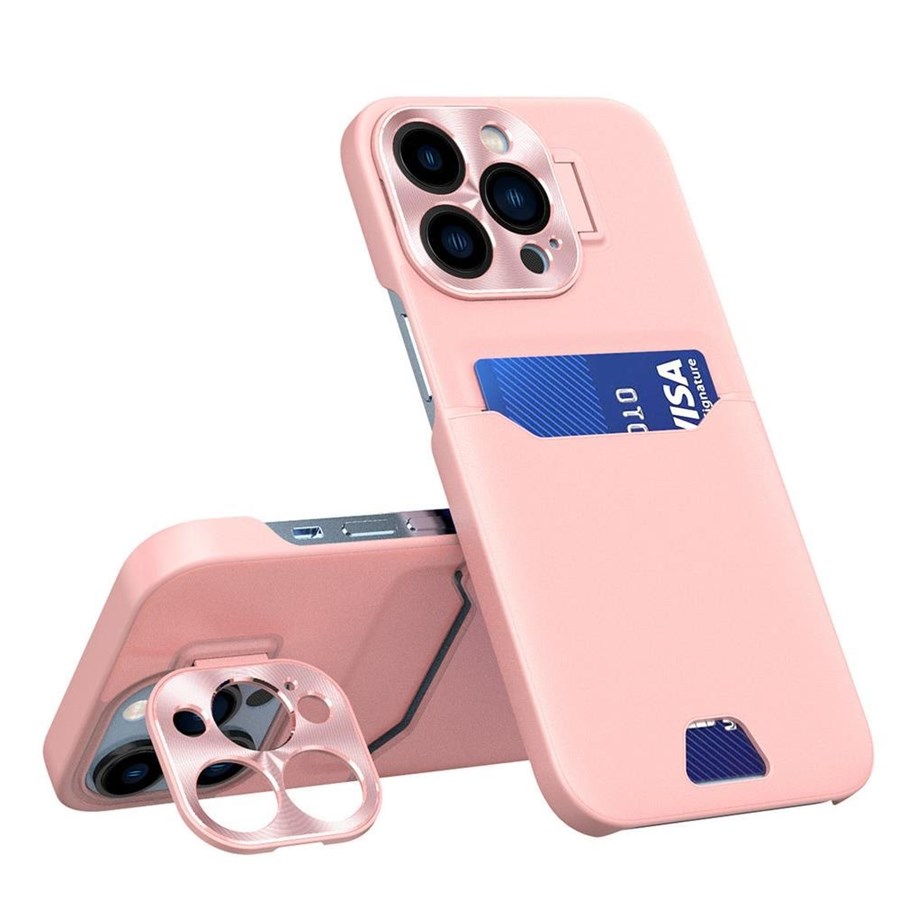 Mobiel - Covers & Cases - Hurtel Leather Stand Case for Samsung Galaxy S23+ Card Wallet Cover with Stand Pink - 9145576274873