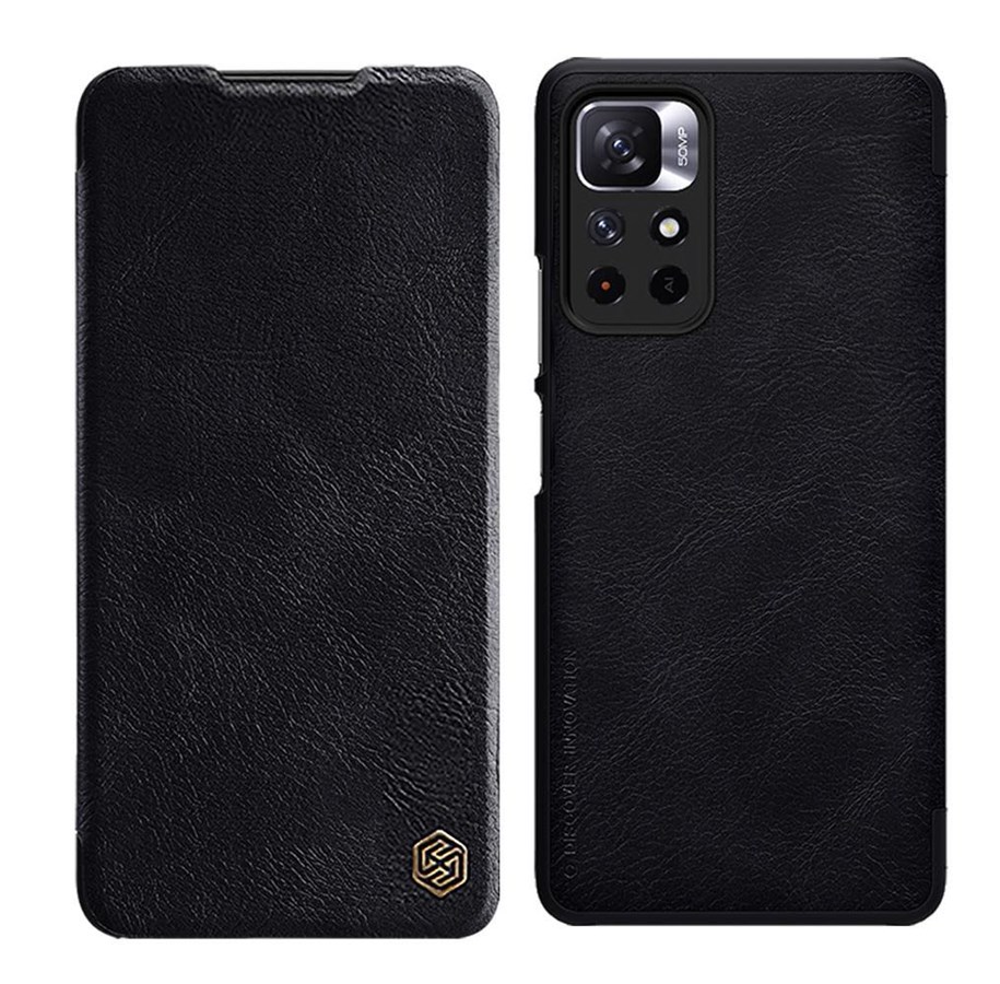 Mobiel - Covers & Cases - Nillkin Qin Flip Case for Xiaomi Redmi Note 11T 5G / 11S 5G / 11 5G (China) / Poco M4 Pro 5G - Black - 6902048234932