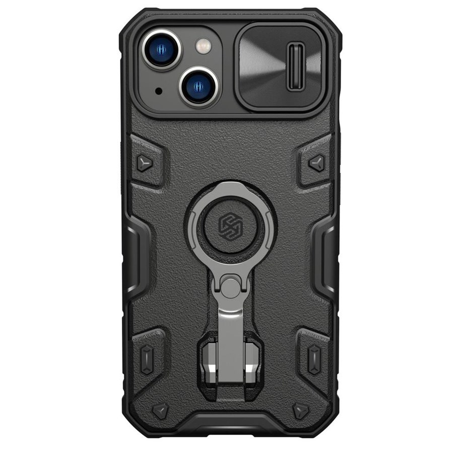 Mobiel - Covers & Cases - Nillkin CamShield Armor Pro Case iPhone 14 Plus Armored Case with Camera Cover Ring Stand Black - 6902048248717