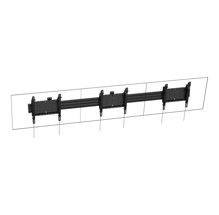 Muurbevestigingen, AV-bevestigingen & AV-meubels - Vision mounting kit - for 3 flat panels - landscape - powder coated matte black - Max 120 kg - recommended for 43" - VFM-MNU/L3X43