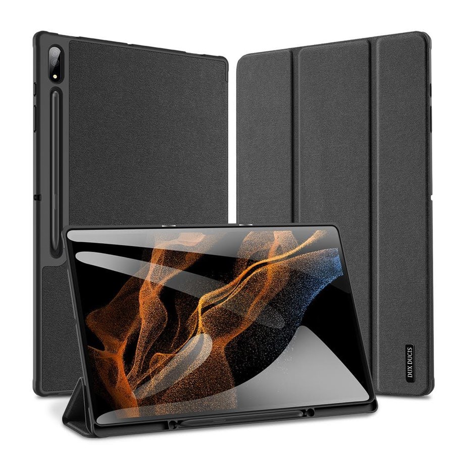 Mobiel - Covers & Cases - Dux Ducis  Domo Foldable Tablet Case Cover with Smart Sleep Stand Samsung Galaxy Tab S8/S9 Ultra Black - 6934913000793