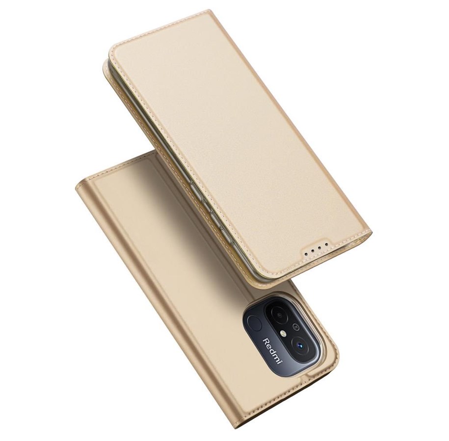 Mobiel - Covers & Cases - Dux Ducis Skin Pro Case for Xiaomi Redmi 11A / Poco C55 / Redmi 12C Flip Cover Card Wallet Stand Gold - 6934913030875