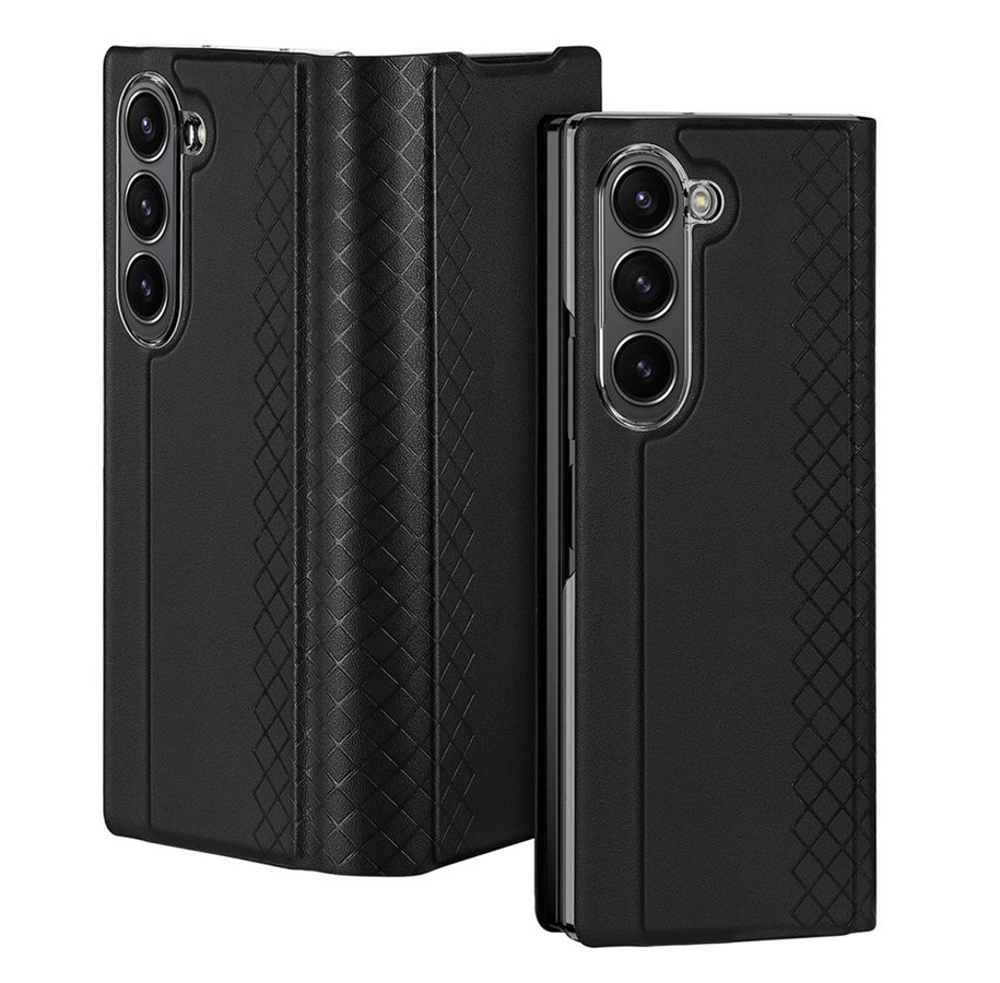 Mobiel - Covers & Cases - Dux Ducis  Brill Leather Case for Samsung Galaxy Z Fold 6 with Flip and Card Pocket - Black - 6934913005330