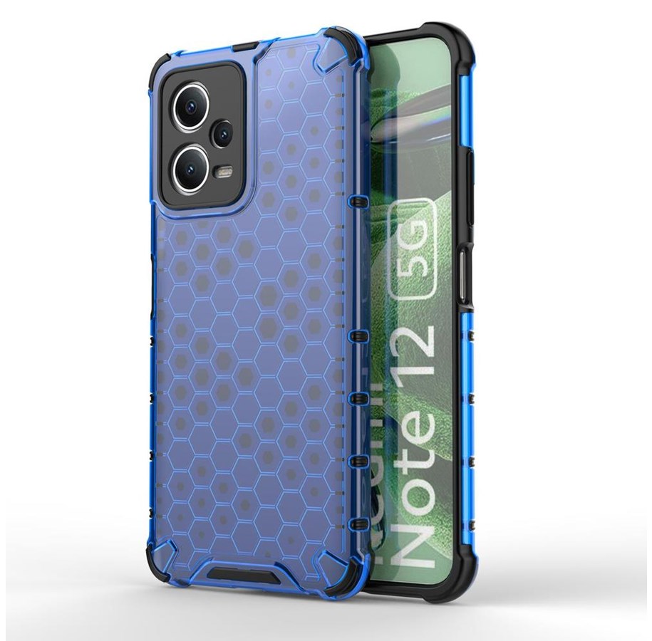 Mobiel - Covers & Cases - Hurtel Honeycomb Case for Xiaomi Redmi Note 12 5G / Poco X5 5G Armored Hybrid Case Blue - 9145576277706