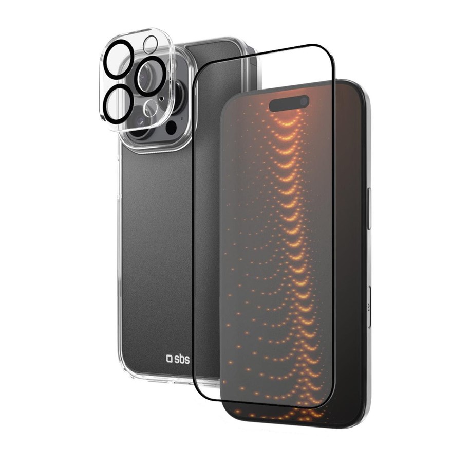 Mobiel - Covers & Cases - SBS set with D3O technology for iPhone 16 Pro - case + glass screen and camera protector - transparent - TEKITD3OIP1661P