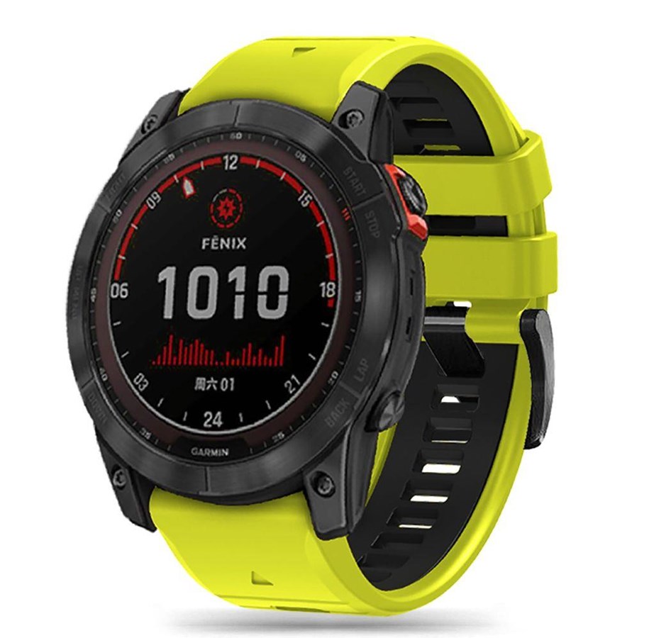 Smartwatch - Accessoires - Tech-Protect IconBand Pro Strap for Garmin Fenix 3 / 5X / 3HR / 5X Plus / 6X / 6X Pro / 7X - Lime Black - 9319456605129