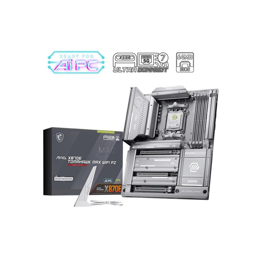 Moederbord - MSI MAG X870E TOMAHAWK MAX WIFI PZ Moederbord - AMD X870E - AMD AM5 - DDR5 RAM - ATX (Project Zero) - MAG X870E TOMAHAWK MAX WIFI PZ