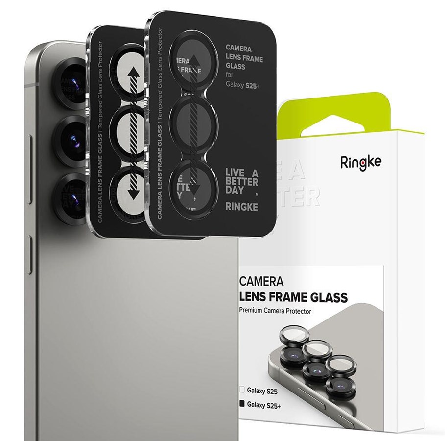 Mobiel - Covers & Cases - Ringke Camera Frame Protector 2-pack Protective Covers for Samsung Galaxy S25+ Ultra - Black - 8800274968875