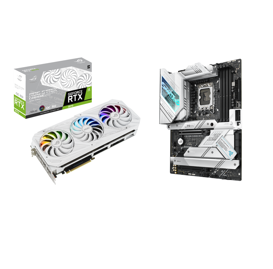 Grafische kaarten - ASUS GeForce RTX 3070 ROG STRIX OC White V2 LHR - 8GB GDDR6 RAM - Grafische kaarten - 3070SWOC+Z690AG