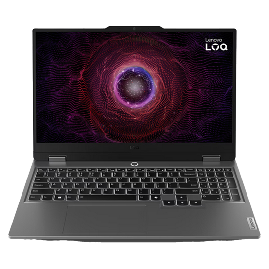 AMD-aangedreven gaming-laptop met futuristisch schermbeeld