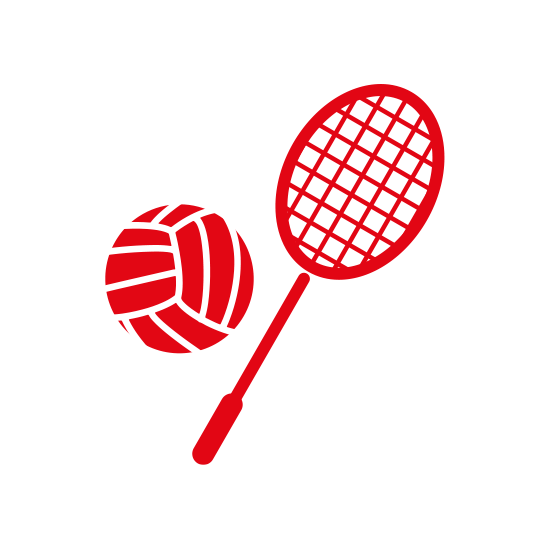Icoon met een bal en racket