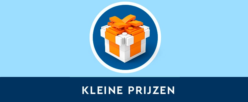 LEGO kleine cadeaus – cadeaudoos gebouwd van witte en oranje LEGO-steentjes met strik
